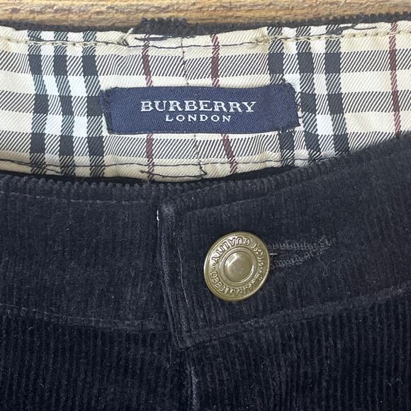 Burberry Corduroy Pants Black Nova Check Side Stripe Size 6 - Picture 4 of 12